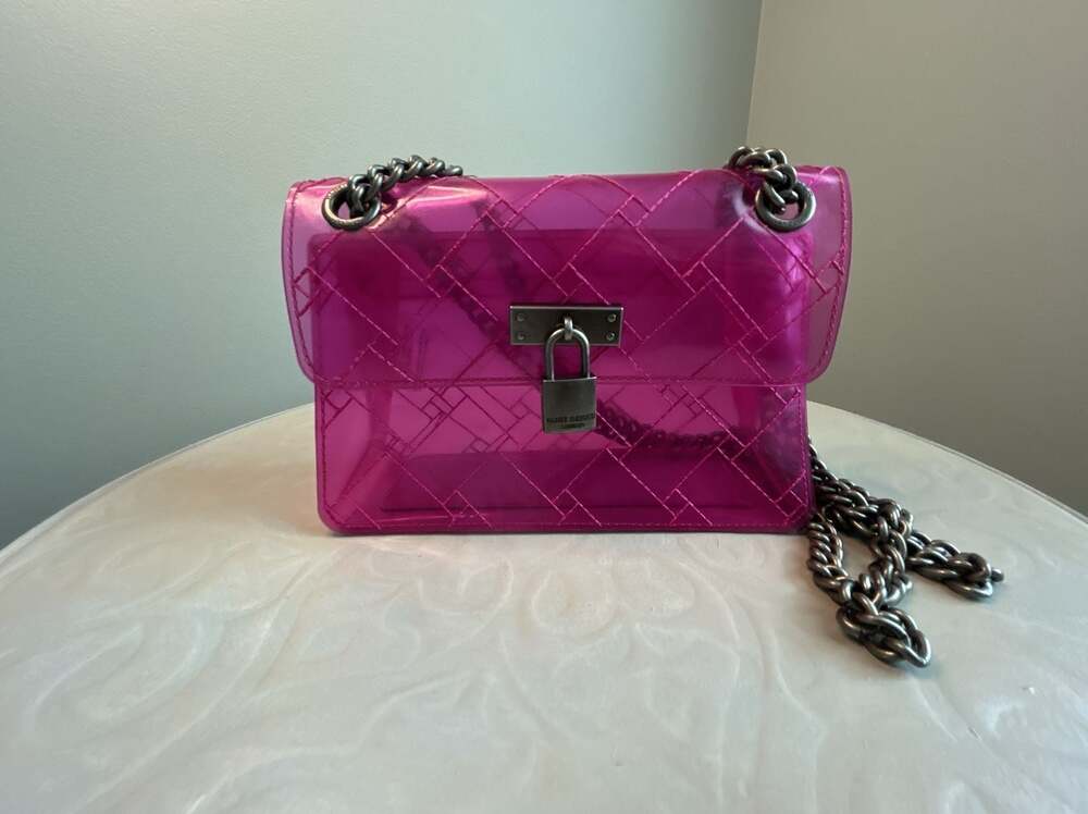 Kurt Geiger London pink transparent crossbody y2k